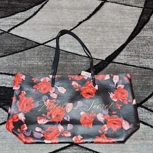 VICTORIA SECRET 2019 LIMITED EDITION GOLD SHINE BLACK FLORAL EVERYDAY TOTE BAG